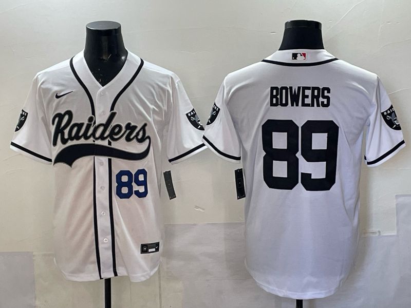 Men 2025 Oakland Raiders #89 Bowers white 3th generation Joint Name Nike Limited NFL Jersey style 004